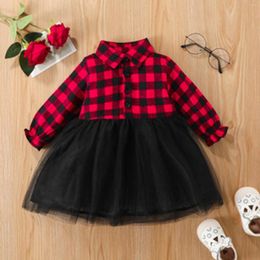 Girl Dresses 4 Year Clothes Born Infant Baby Girls Cotton Plaid Autumn Long Sleeve Princess Dress Tulle Prom For 10-12