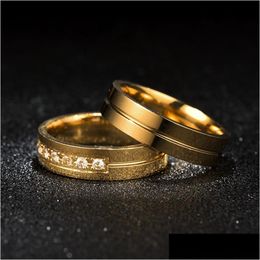 Band Rings Gold Stainless Steel Groove Ring Engagement Wedding Men Women Diamond Fashion Jewellery Will And Sandy Gift Drop Delivery Dh6Eu