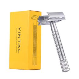 Blade YINTAL Men Safety Razor Manual Shaver Classic Face Care Rasoir Old Double Edge Razors Brass nonslip Handle TTO