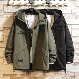 Men's Jackets Autumn Brand Zipper Coat Outdoor Casual Rainproof Slim Jacket Men Waterproof Windbreaker With Pockets Hooded Black Green