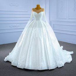 Elegante kaftan árabe vestidos de noiva linha a luxo frisado bordado frisado bling mangas compridas muçulmano vestidos de noiva capa branca cetim vestido de noiva tribunal trem 2023