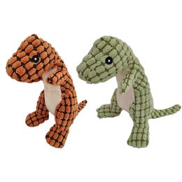 2pcs Dinosaur Puppy Stuffed Clean Teeth Playing Plush Squeaky Soft Cute Dog Chew Toy Pet Supplies Sturdy Indestructible