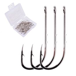 Fishing Hooks Aorace 50pcs Box Long Shank Hook 1#12# Fish High Carbon Steel Sharp Barbed Offset Narrow Bait Fishhook 230606