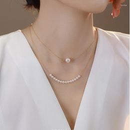 Chains S925 Silver Simple Mix With Natural Freshwater Pearl Necklace Niche Shijia Collar Light Luxury Commuting Temperament Woman