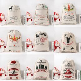 Christmas Gift Bags Santa Sacks Monogrammable Santa Sack Drawstring Bag Santa Claus Deer 9 Designs Bulk in Stock