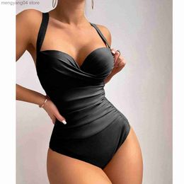 Women's Swimwear Ashgaily 2023 Push Up One Piece Swimwear Women Tummy Control Swimsuit Bathing Suit Gathering Cup Beach Wear Monokini Female T230606