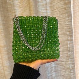 Totes Hobo Bead Bag Designer Acrylic Crystal Clear Beaded Box Evening Tote Women Party Handbag Summer New Many Color Choices 230530