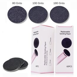 Foot Rasps 60PcsBox Sandpaper Disc For Electric Nail File Callus Dead Skin Remover Scrub Professional Sanding Paper Pedicure Tools 230606