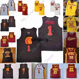 coe1 USC Trojans Basketball Jersey NCAA College Isaiah Mobley Nick Young Chevez Goodwin Boogie Ellis Drew Peterson Max Agbonkpolo Ethan Anderson Okongwu Bronny Jam