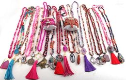 Pendant Necklaces MD Wholesale Red 20pc Mix Colour Necklace / Bracelet Set Fashion Boho Jewellery Handmade Women Gift