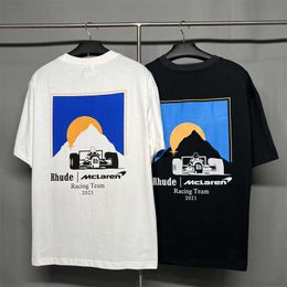 Shirts Oversized Rhude t Shirt Men Women 1 Best Quality T-shirts Rh Car Pattern Print Rhude Tops Tee