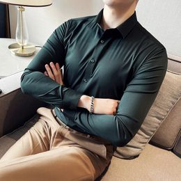 Men's Casual Shirts Plus Size 4XL-M No Trace Autumn Winter Long Sleeve Men Dress Business Formal Wear Slim Fit Prom Tuxedo 8Colors