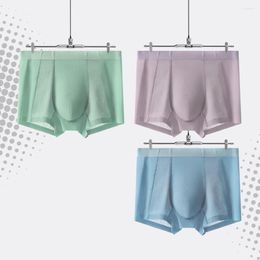 Underpants Men Ice Silk Underwear U Pouch Boxer Briefs Soft Breathable Trunks