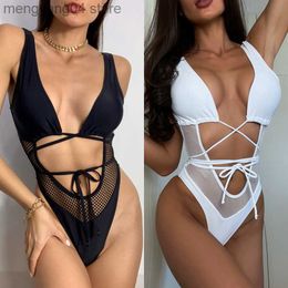 Women's Swimwear Bandage Monokini Fashion Women's Swimsuit Backless Bodysuits Hollow Design Brazilian Women Bathing Suit Leisure Beach Swimwear T230606