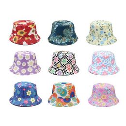 Wide Brim Hats 2023 10 Cotton Printed Bucket Fisherman Outdoor Travel Sun Hat for Men and Women 86 G230603