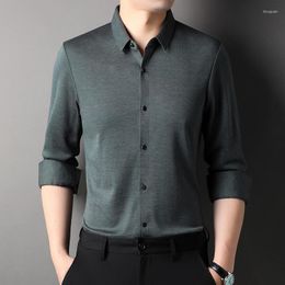 Men's Casual Shirts Top Grade Wool 4.7% Traceless Brand Man 2023 Fashion Designert Business Slim Fit Long Sleeve Men Clothing