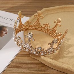 Hair Clips Women's Shiny Water Drop Rhinestone Pearl Round Crown Birthday Party Banquet Headdress