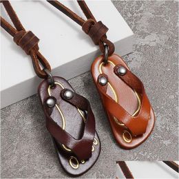 Pendant Necklaces Punk Summer Slipper Leather Necklace Adjustable Chain For Women Men Gift Fashion Jewellery Drop Delivery Pendants Dhh4L