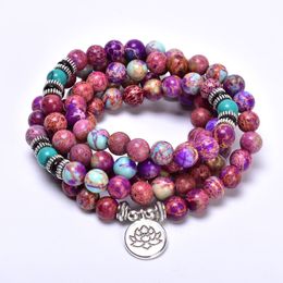 Chain Women Healing Energy Protection Jewelry Natural Stone Japamala 108 Buddhist Prayer Bead Mala Bracelet Drop 230606