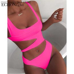 Women's Swimwear Echonight Swimwear Hollow Out One-Piece Swimsuits Sexy Fitness Bodysuit Women Bath Suits Women's Swimwear 2021 Swimsuit T230606