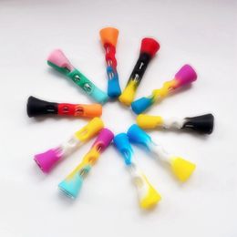 Colorful Silicone Sleeve Skin Thick Glass Pipes Dry Herb Tobacco Preroll Roller Cigarette Cigar Filter Holder Portable Removable Easy Clean Tips Mouthpiece