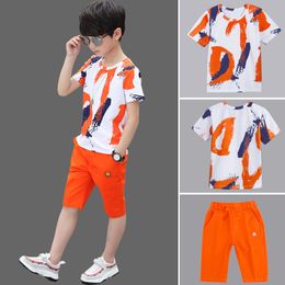 Clothing Sets Kids Boys clothes summer outfits Cotton Teenage Boys Clothing casual Suit Children Short Sleeve Shirt Shorts Set 4 6 8 12 Years 230605