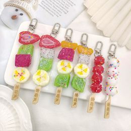 Creative Cartoon Simulated Sugarcoated Haws Model Geometric Keychain for Women Girls Fruit Series Car Bag Accessories Key Ring