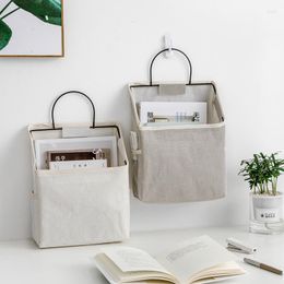 Storage Bags Hanging Bag Bedroom Dormitory Artefact Wall-mounted Fabric Desktop Cotton And Linen