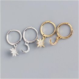 Dangle Chandelier Gold Colour Pendant Earrings Simple Geometric Star Moon Hoop Earring For Women Trends Jewellery 2021 Party Gift Dro Dh0Er
