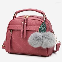 Evening Bags 2023 Fashion PU Leather Crossbody Female Shoulder Bag Pack Hairball Leaf Pendant Handbag Tote Ladies Messenger