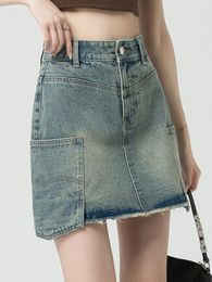 Skirts Chic Ripped Denim 2023 Summer Beach Sexy Jeans High Waist Shorts Pocket Casual Saias Mujer S-XL