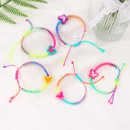 Charm Bracelets Wholesale Handmade Multicolor Braided Rope For Women Boho Cute Acrylic Butterfly Bracelet Fashion Wrist Jewellery Gifts