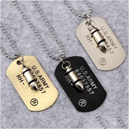 Pendant Necklaces Usa Army Dog Tag Necklace Hip Hop Women Mens Fashion Jewellery Will And Sandy Gift Drop Delivery Pendants Dhlhi