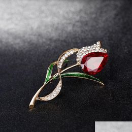 Pins Brooches Fashion Crystal Tip Brooch Diamond Flower Cor Scarf Buckle Women Dress Suit Jewelry Will And Sandy Drop Delivery Dhlqx