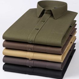Men's Casual Shirts Luxury Cotton Single Pocket Long-sleeve For Men Smart Business Regular Fit Shirt Designer Vintage Black Clothes