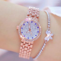 Wristwatches TOP ROSE GOLD WATCH WOMEN BRACELET CRYSTAL SAPPHIRE FEMALE QUARTZ STEEL BELT LADIES GIFT