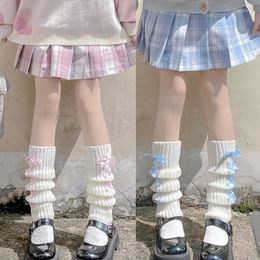 Women Socks Japanese Lolita Ribbed Knit Harajuku Sweet Plaid Crisscross Ribbon Bow Boot Student Knee High Foot .