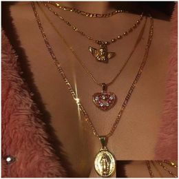 Pendant Necklaces Goddess Heart Angel Mtilayer Necklace Gold Chains Chokers Women Fashion Jewellery Will And Sandy Gift Drop Delivery P Dhehs