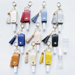 Keychains 2023 Portable Hand Sanitizer Holder Leather Key Chain 30ml Bottle Volume Free Health Keyring Tassel Disinfectant PU Case