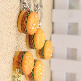 Cell Phone Straps Personalized resin simulation food mini hamburger keychain chain accessories gift pendant 50PCS