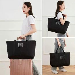 Duffel Bags Simple Black Travel Bag Carry-on Luggage Tote For Women Large Size Duffle Waterproof Traveling Ladies