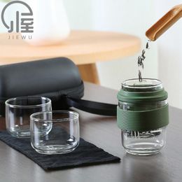 Teaware JIEWU Portable Travel Tea Set Set Heatresistant Glass Material Tea Set Set 2021 New Hot Travel Essential Tea Set Accessories