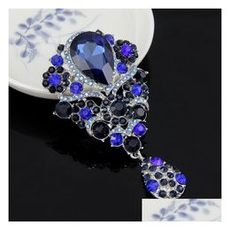 Pins Brooches Crystal Water Drop Brooch Diamond Cor Scarf Buckle Dress Business Suit For Women Jewelry Will And Sandy Gift Delivery Dhvjx