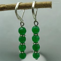 Dangle Earrings Exquisite Green 6mm Faceted Jade Round Beads Boutique 2023 Fashion Women's