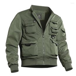 Men's Jackets Spring And Autumn Men's Jacket Work Clothes Multi Pocket Motorcycle Functional Outdoor Baseball Neck Flying Suit