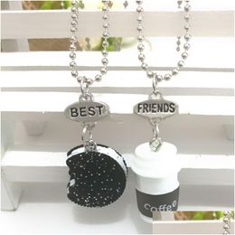 Pendant Necklaces Friends Cookie Coffee Necklace Food Couple For Women Kids Fashion Jewellery 2/Set Drop Ship 161819 Delivery Pendants Dhc6N