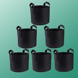 Black Garden Grow Bags for Flowers Plant Pots Planting Bag with Handles NonWoven Fabric Prastical Reusable Nursery Pots