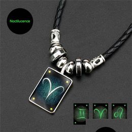 Pendant Necklaces 12 Constell Necklace Glow In The Dark Sign Fashion Jewellery Gift Will And Sandy Drop Delivery Pendants Dhmfh