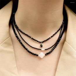 Pendant Necklaces Faceted Black Glass Crystal Beads For Women Personalised Stacked Handmade Clavicle Necklace Fashion Jewellery Wholesale