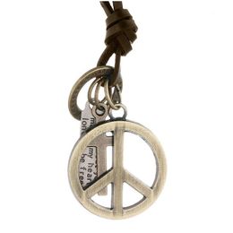 Pendant Necklaces World Peace Symbol Necklace Letter Id Ring Cross Charm Adjustable Chain Leather For Women Men Fashion Jewellery Gift Dhvrk